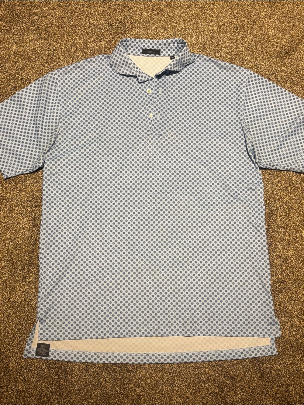 Light Blue Geo-Print Men's Polo Shirt by Turtleson